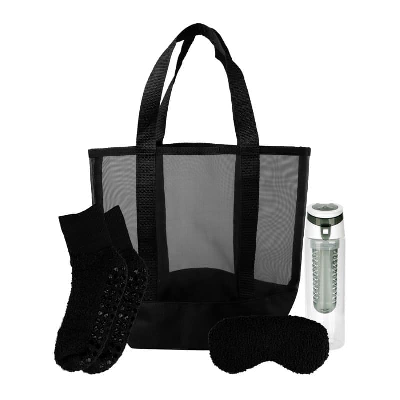 Custom Mesh Fuzzy Beach Bag Set with logo - 3