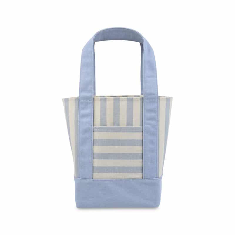 Custom Mini Canvas Tote - Blue Stripe with logo - 1