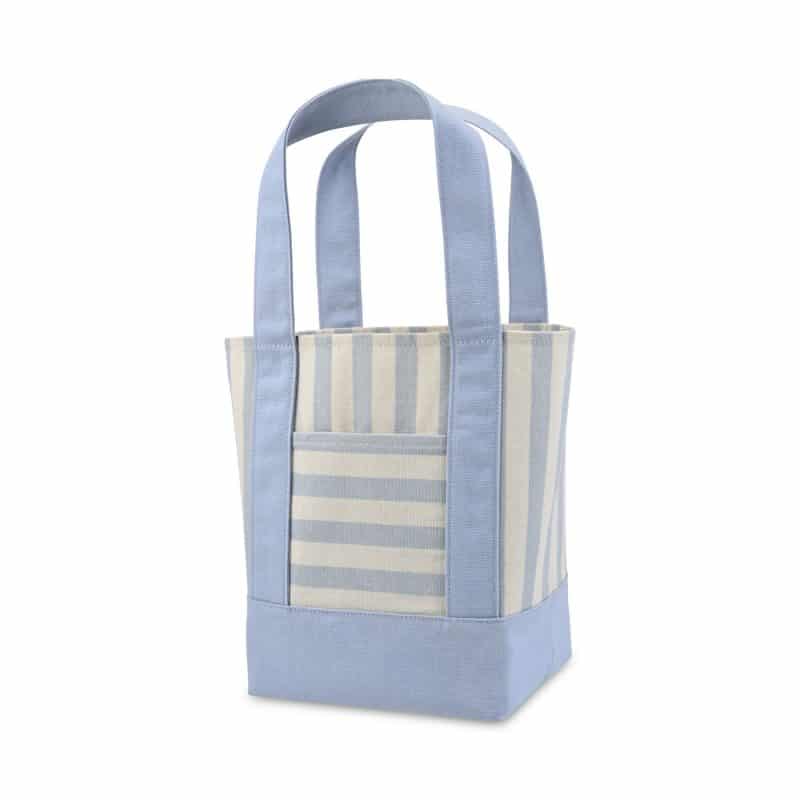 Custom Mini Canvas Tote - Blue Stripe with logo - 2