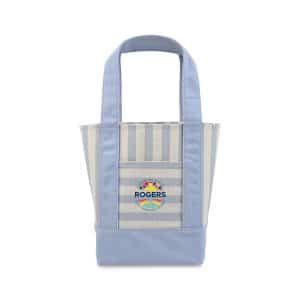 Custom Mini Canvas Tote - Blue Stripe with logo