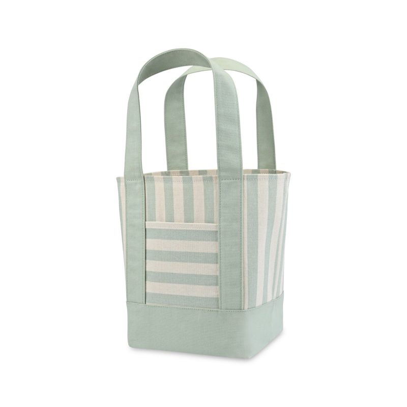 Custom Mini Canvas Tote - Green Stripe with logo - 2
