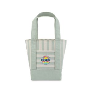 Custom Mini Canvas Tote - Green Stripe with logo