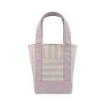 Custom Mini Canvas Tote - Pink Stripe with logo - 1