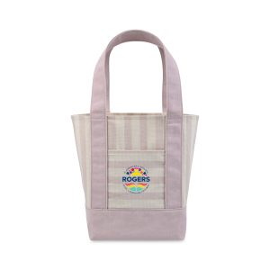 Custom Mini Canvas Tote - Pink Stripe with logo