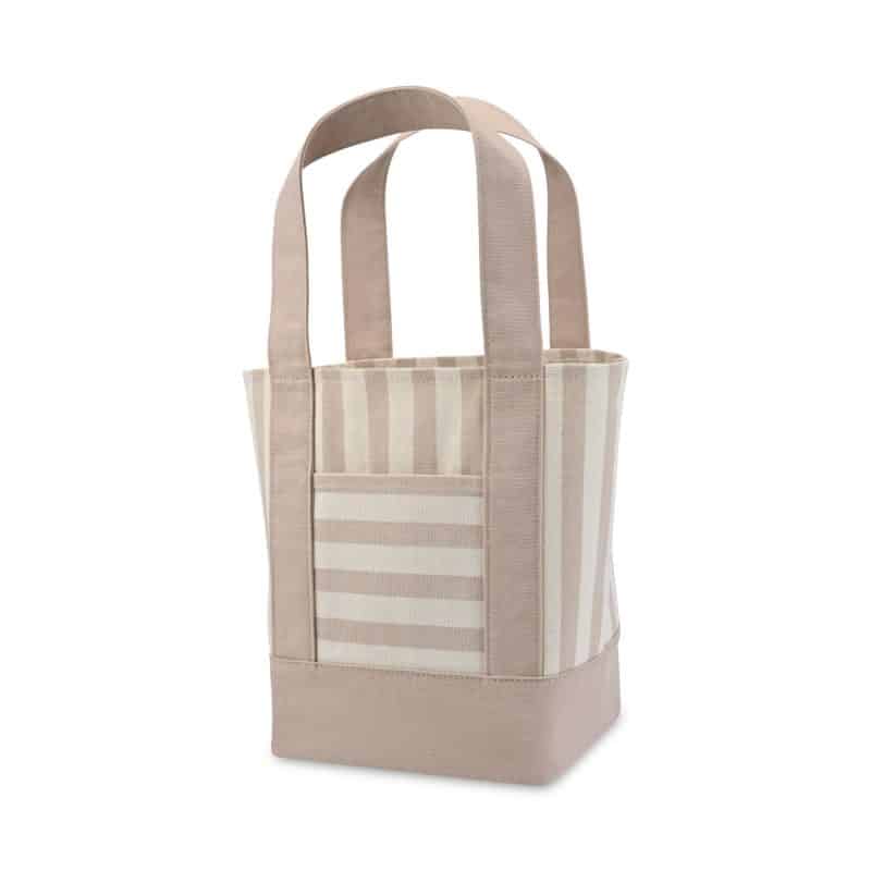 Custom Mini Canvas Tote - Tan Stripe with logo - 2