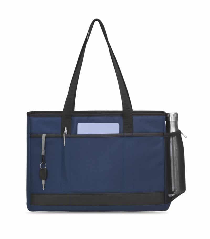 Custom Mobile Office Laptop Tote - Navy with logo - 1