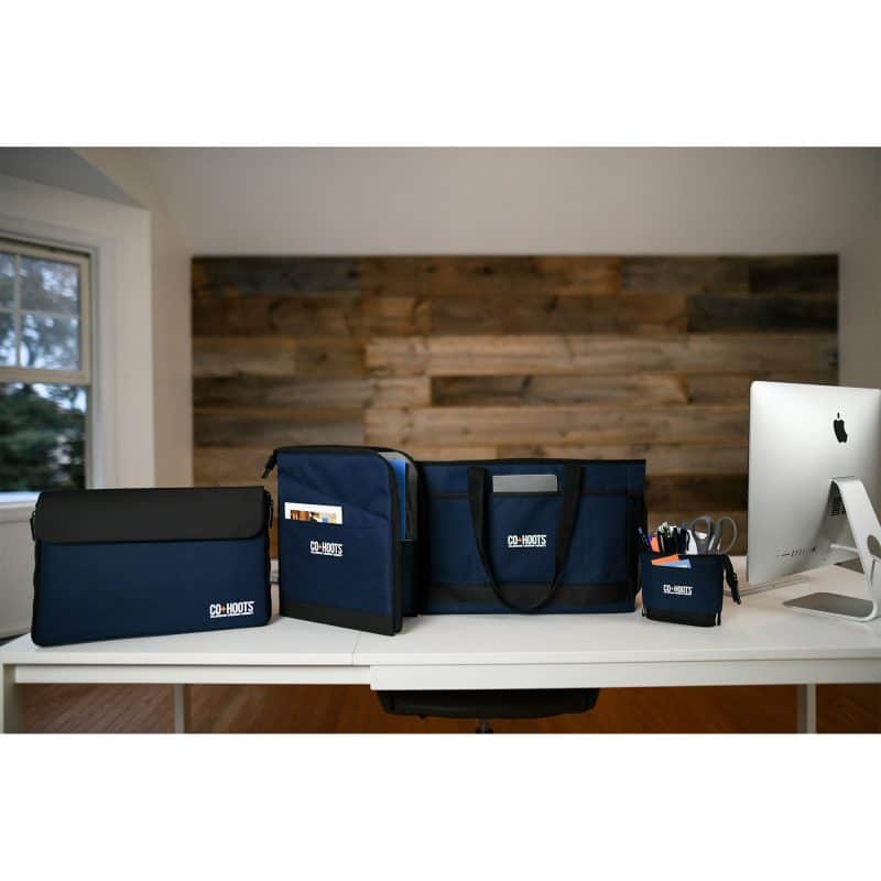 Custom Mobile Office Laptop Tote - Navy with logo - 3