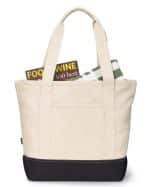 Custom Newport Cotton Zippered Tote - Black with logo - 1