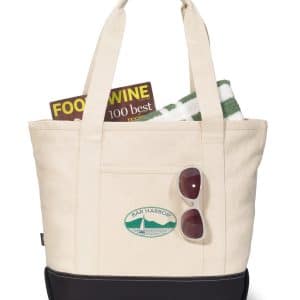 Custom Newport Cotton Zippered Tote - Black with logo