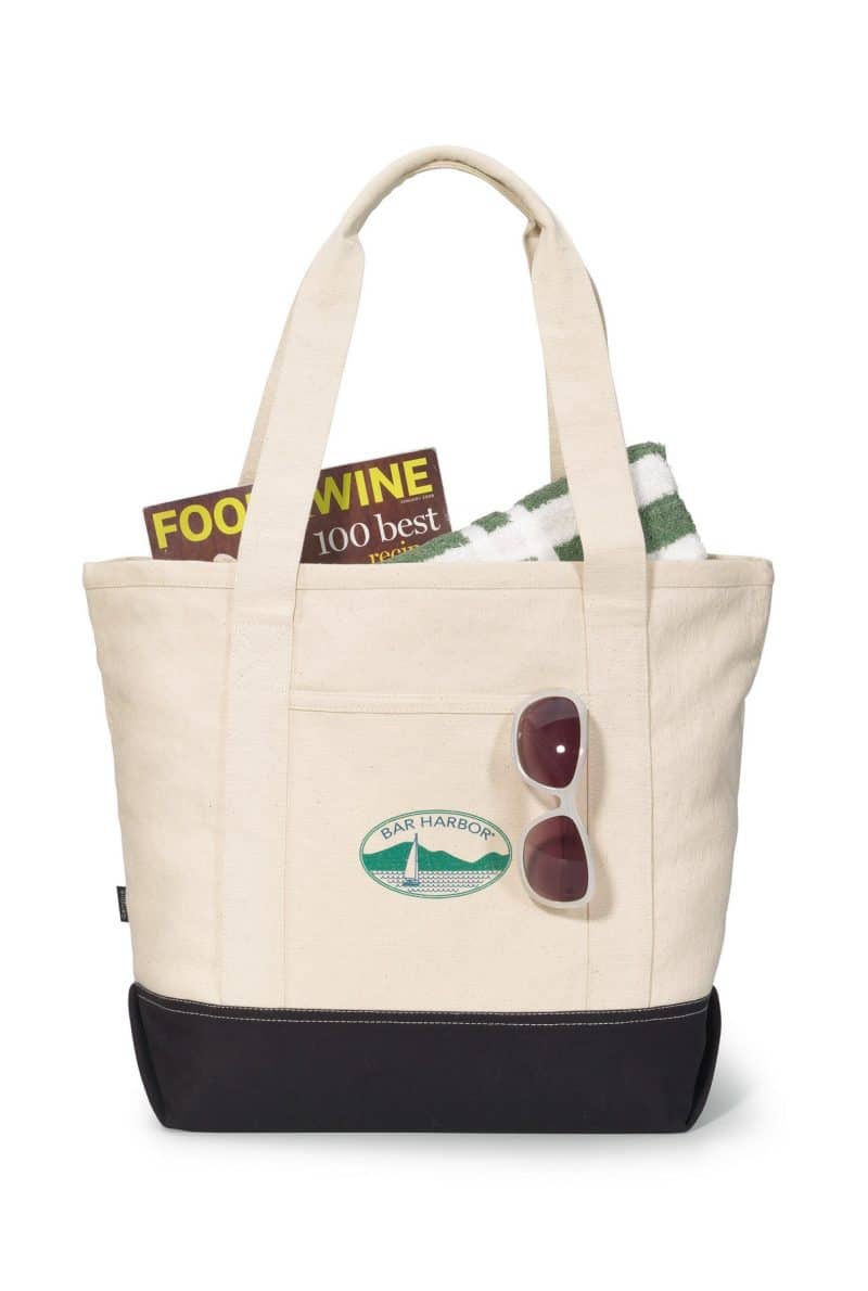 Custom Newport Cotton Zippered Tote - Black with logo