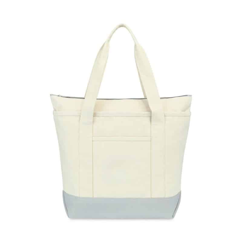 Custom Newport Cotton Zippered Tote - Grey with logo - 1