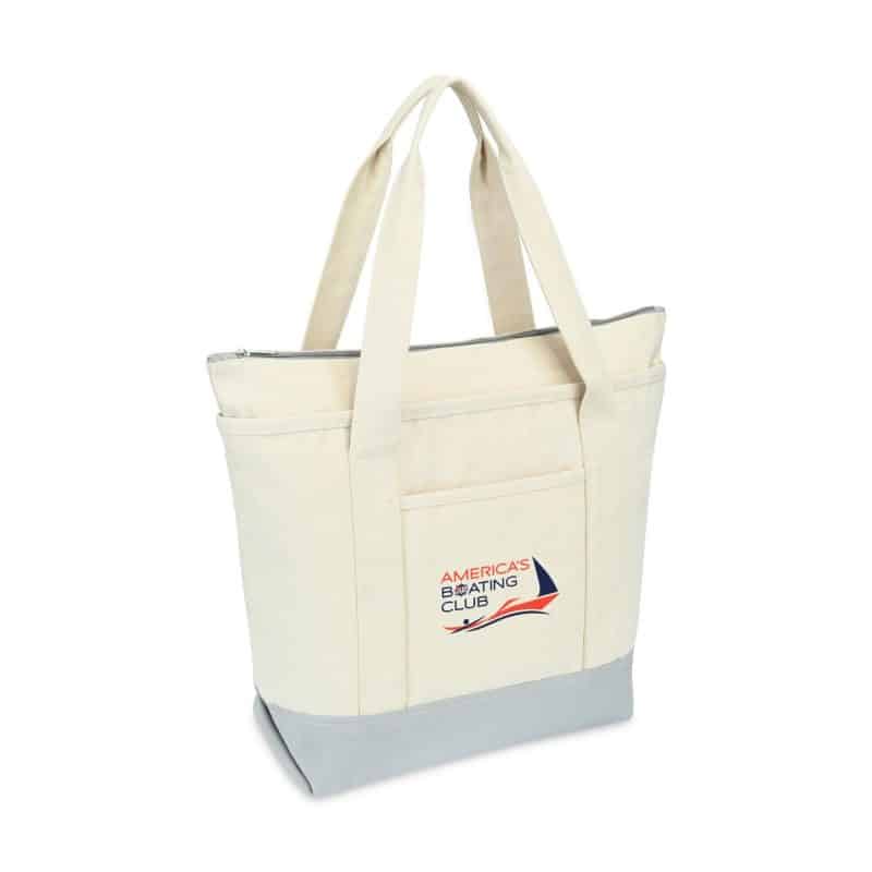 Custom Newport Cotton Zippered Tote - Grey with logo - 2