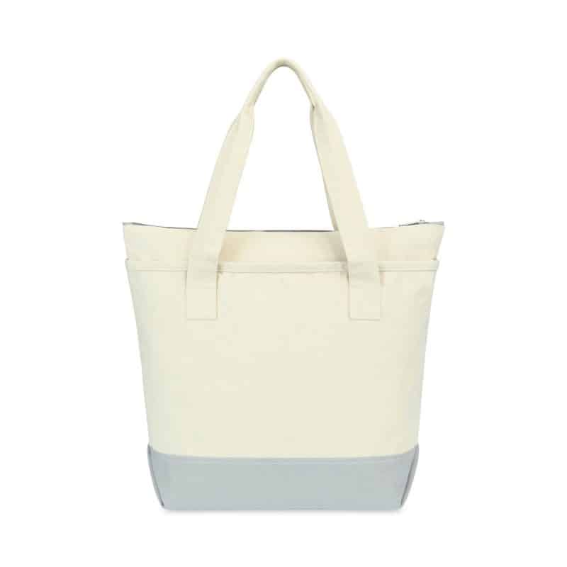 Custom Newport Cotton Zippered Tote - Grey with logo - 3
