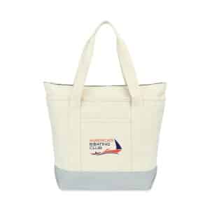 Custom Newport Cotton Zippered Tote - Grey with logo