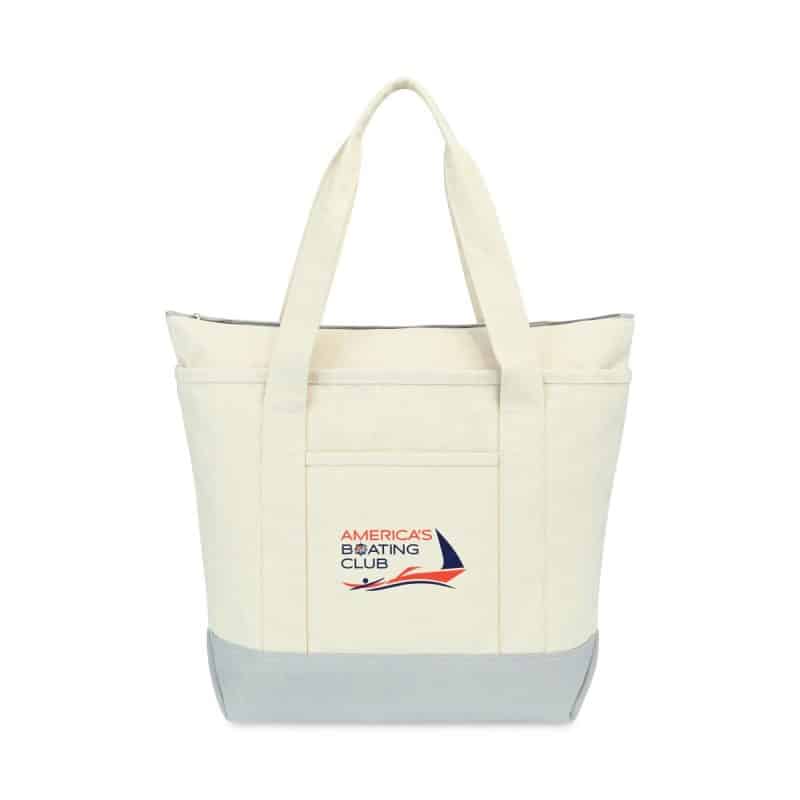 Custom Newport Cotton Zippered Tote - Grey with logo