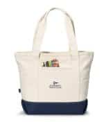 Custom Newport Cotton Zippered Tote - Navy Blue with logo