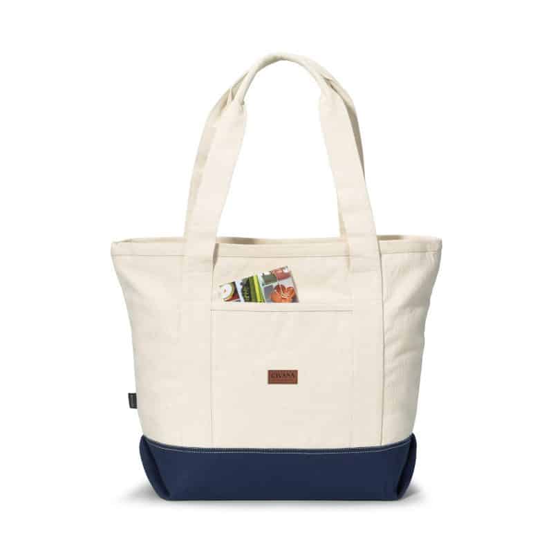 Custom Newport Cotton Zippered Tote - Navy Blue with logo - 2