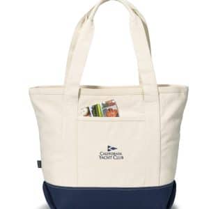 Custom Newport Cotton Zippered Tote - Navy Blue with logo
