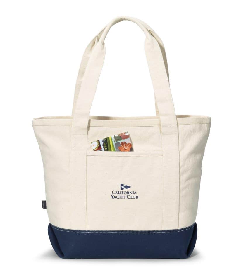 Custom Newport Cotton Zippered Tote - Navy Blue with logo