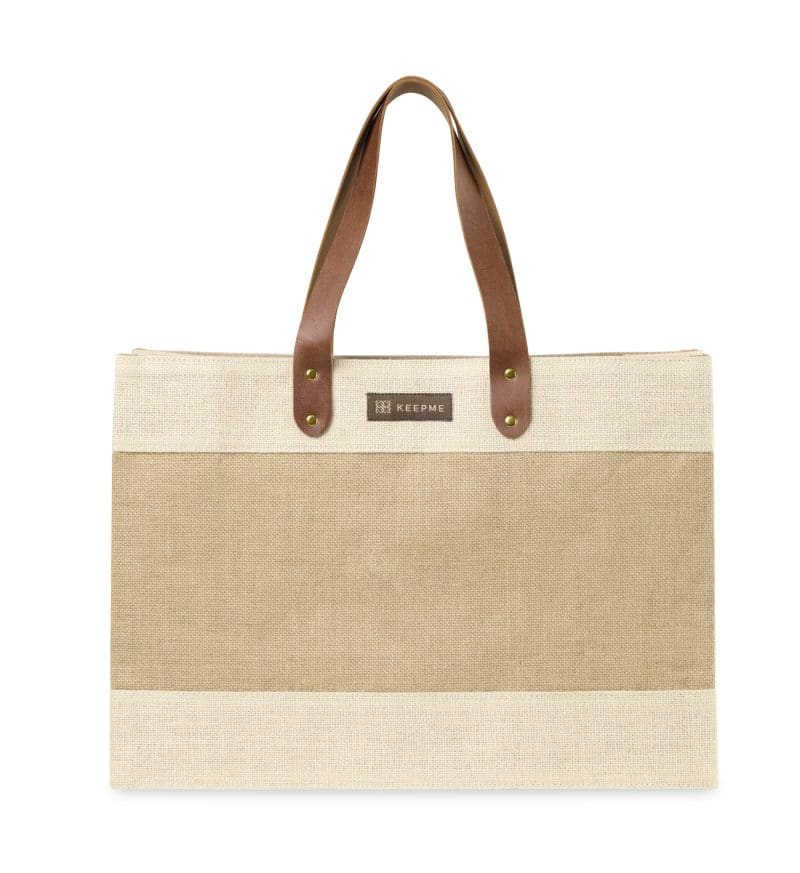 Custom Out of the Woods® Jute Market Tote - Natural with logo - 1