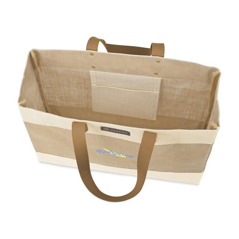 Custom Out of the Woods® Jute Market Tote - Natural with logo - 2