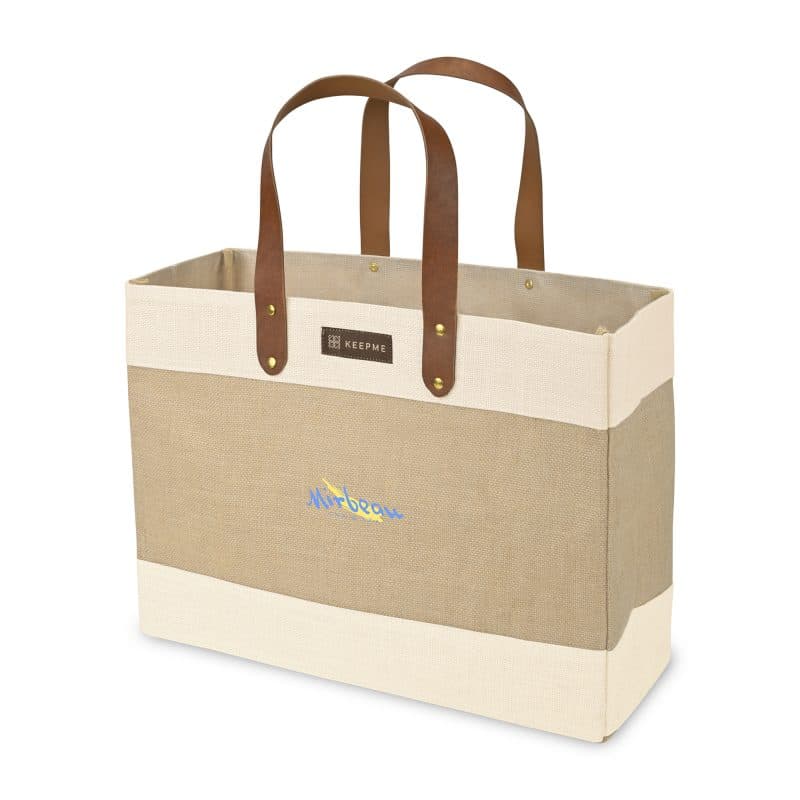 Custom Out of the Woods® Jute Market Tote - Natural with logo - 3