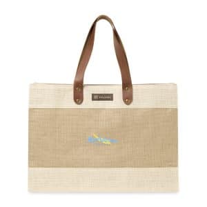 Custom Out of the Woods® Jute Market Tote - Natural with logo