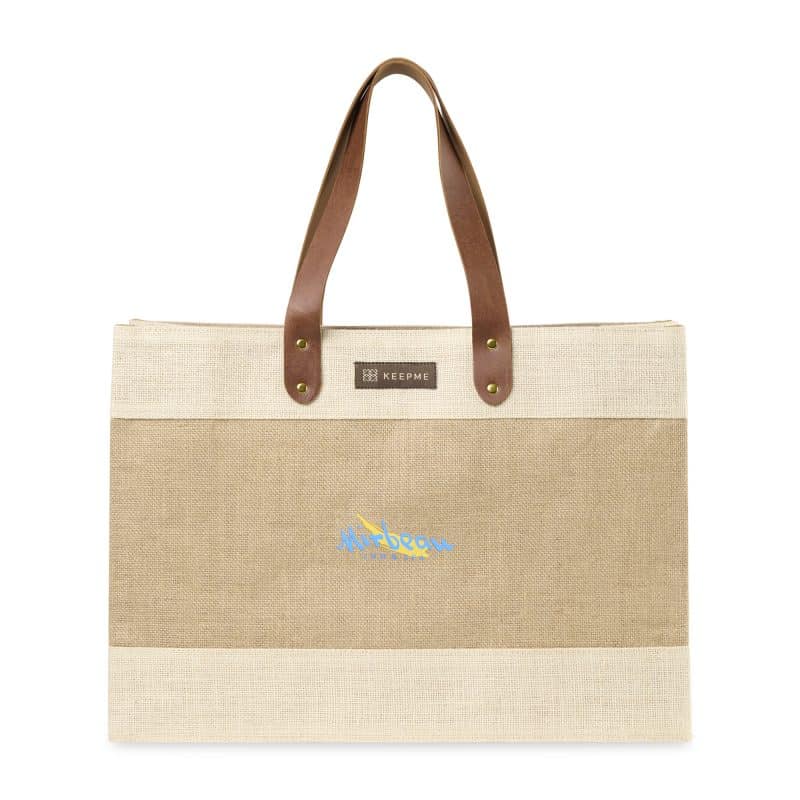 Custom Out of the Woods® Jute Market Tote - Natural with logo