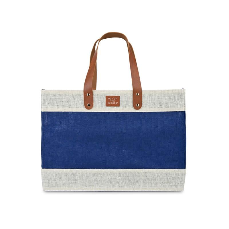 Custom Out of the Woods® Jute Market Tote - Navy Blue with logo - 1