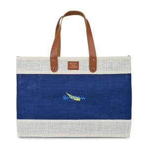 Custom Out of the Woods® Jute Market Tote - Navy Blue with logo