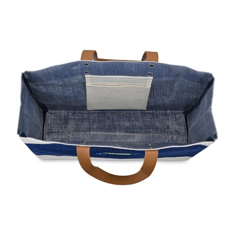 Custom Out of the Woods® Jute Market Tote - Navy Blue with logo - 4