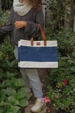 Custom Out of the Woods® Jute Market Tote - Navy Blue with logo - 6