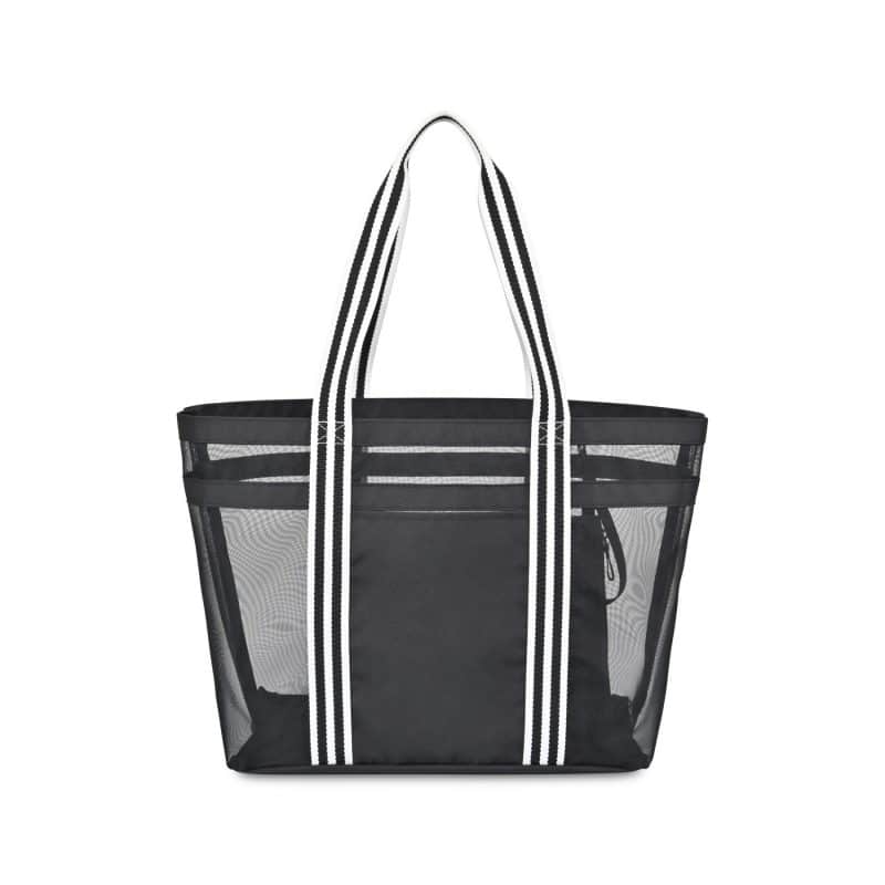 Custom Playa Recycled Nylon Mesh Beach Tote - AWARE™ - Black with logo - 1