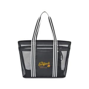 Custom Playa Recycled Nylon Mesh Beach Tote - AWARE™ - Black with logo