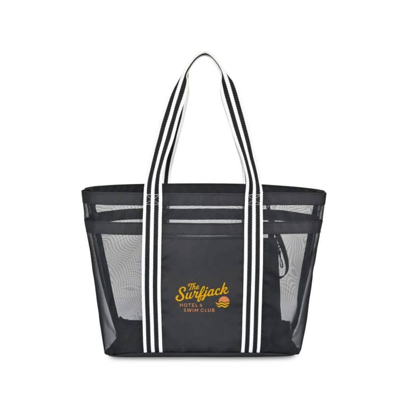 Custom Playa Recycled Nylon Mesh Beach Tote - AWARE™ - Black with logo