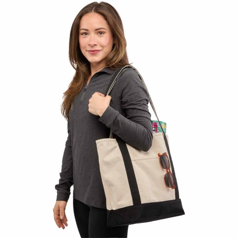 Custom Recycled 12oz Zip Top Canvas Tote with logo - 9