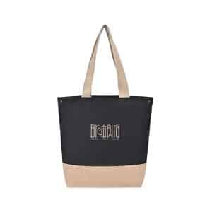 Custom Recycled Cotton Canvas Jute Tote - AWARE - Black with logo
