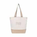 Custom Recycled Cotton Canvas Jute Tote - AWARE? - Natural with logo