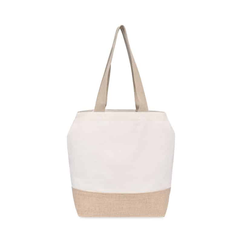 Custom Recycled Cotton Canvas Jute Tote - AWARE? - Natural with logo - 3