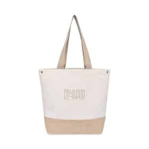 Custom Recycled Cotton Canvas Jute Tote - AWARE? - Natural with logo