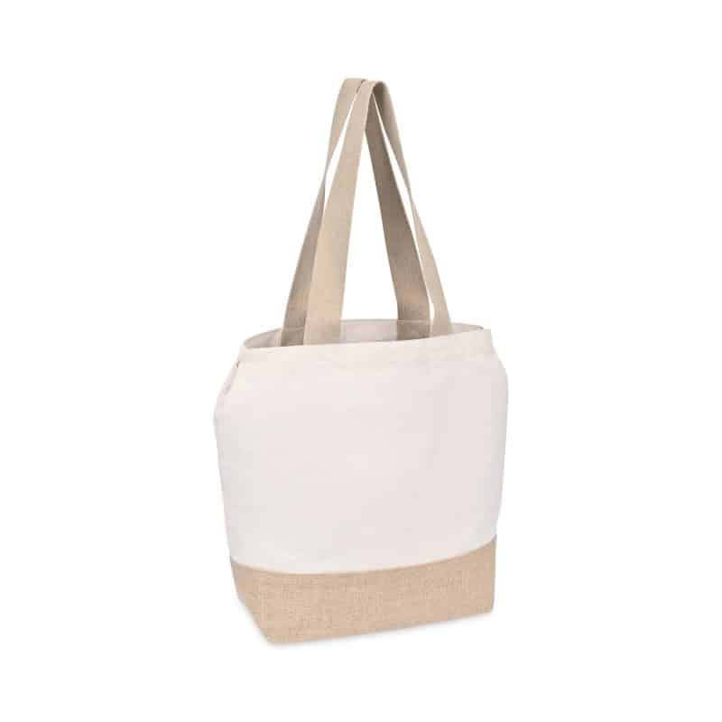 Custom Recycled Cotton Canvas Jute Tote - AWARE? - Natural with logo - 4