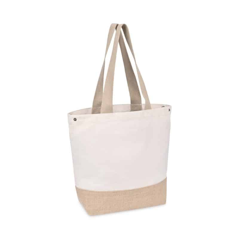Custom Recycled Cotton Canvas Jute Tote - AWARE? - Natural with logo - 5