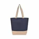 Custom Recycled Cotton Canvas Jute Tote - AWARE? - Navy with logo - 1