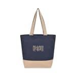 Custom Recycled Cotton Canvas Jute Tote - AWARE? - Navy with logo