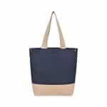 Custom Recycled Cotton Canvas Jute Tote - AWARE? - Navy with logo - 2