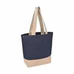 Custom Recycled Cotton Canvas Jute Tote - AWARE? - Navy with logo - 3