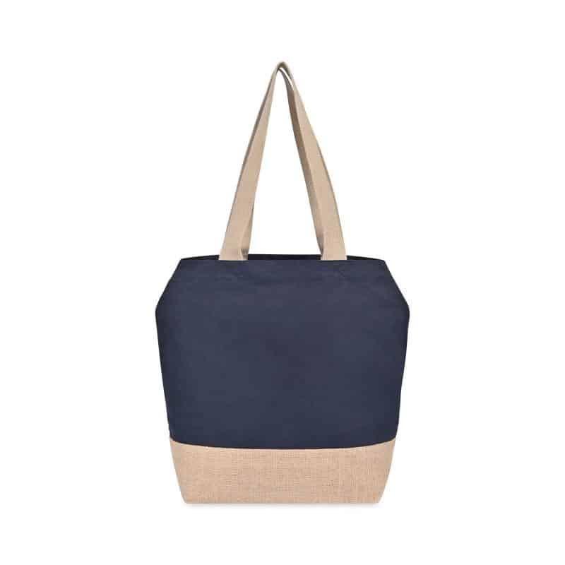 Custom Recycled Cotton Canvas Jute Tote - AWARE? - Navy with logo - 4