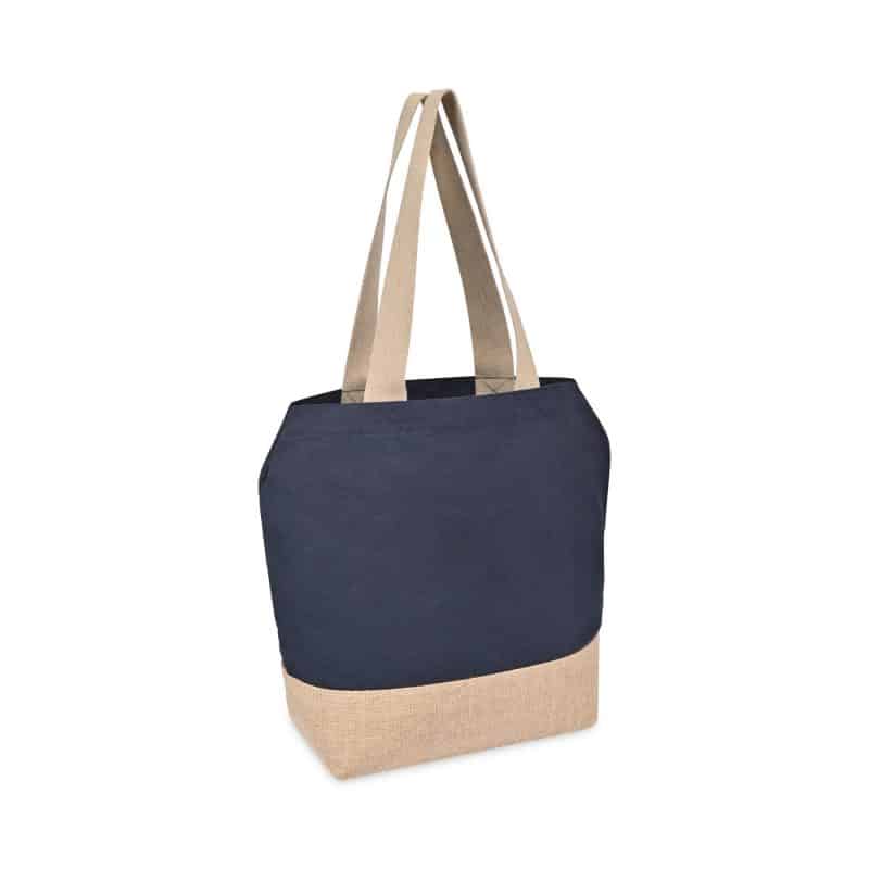 Custom Recycled Cotton Canvas Jute Tote - AWARE? - Navy with logo - 5