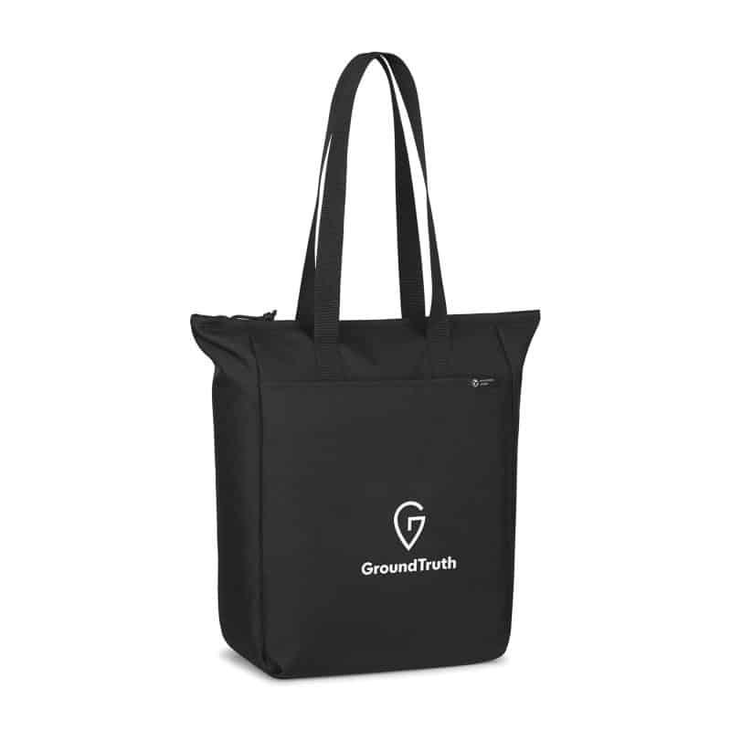Custom Renew AWARE™ rPET Zippered Tote - Black with logo - 4