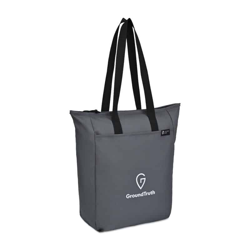 Custom Renew AWARE™ rPET Zippered Tote - Durango Grey with logo - 3
